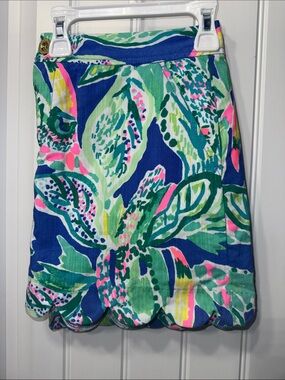 Lilly Pulitzer Skort Lorelie “Beckon Blue Wake Up Call” Scallop Hem Size 6